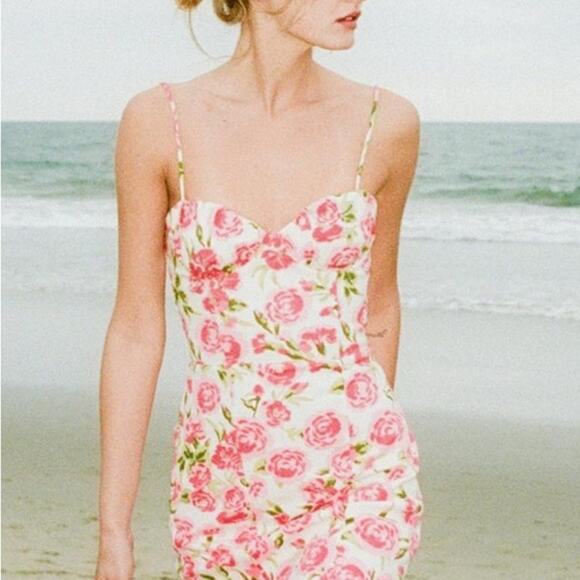 Zara Red and Pink Spaghetti Strap Corset Mini Dress - Picture 12 of 12